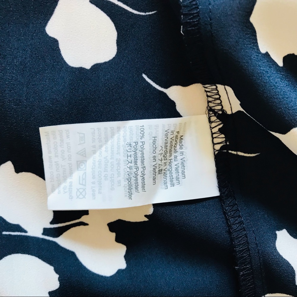 J.Crew Sheer Floral Print Navy Button-Down Blouse - Picture 4 of 4